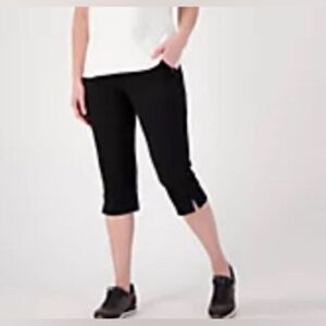 NWT Sports Savvy Plus Size Black French Terry Drawstring Capri Pant Pockets - Pe